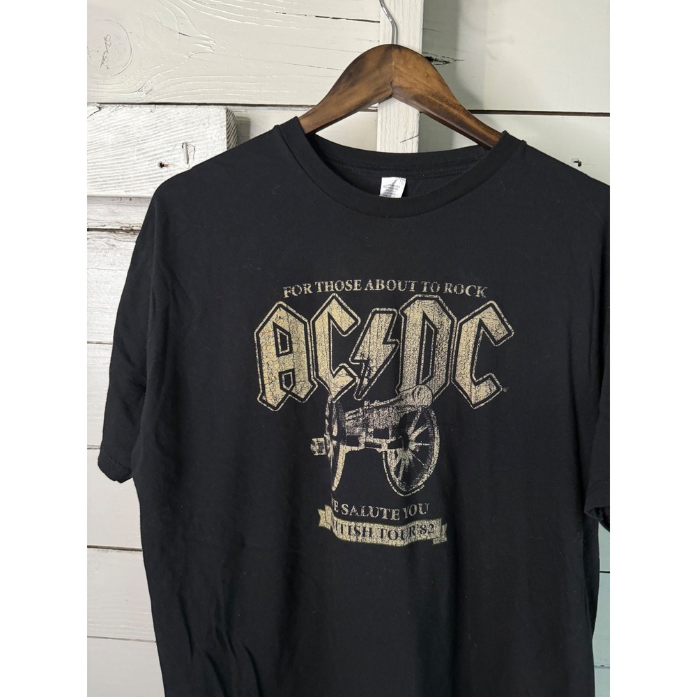 AC/DC For Those About To Rock British Tour 82 Graphic T-Shirt Mens XL Black - Picture 2 of 4